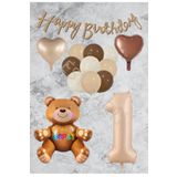 Kum Beji Rakam Kalp Ayıcıklı Folyo Balon Seti Yaş 1