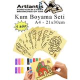 Kum Boyama Seti 5 Adet 20X30 Cm A4 Boyutunda Buyuk Boy Kaliteli Kum Boyama Calismasi Tuz Boyama Etkinlik