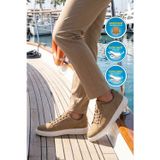 Kum Nubuk Hakiki Deri Büyük Numara Bağcıklı Erkek Casual Sneaker Ayakkabı 2516