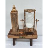 Kum Saati Big Ben Tasarımlı | Vintage Dekor | Hediyelik ve Ofis Dekorasyon Ürünü | Nostaljik Kum Saat - Ahşap - Ceviz