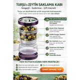 Kum Saati Zeytin Turşu Kabı Süzgeçli Saklama Kabı - Antrasit