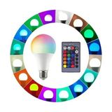 Kumandalı, 20 Farklı Işık Renkli, Çakar Mod Özellikli Akıllı LED Ampul, Çok Kaliteli Rgb E-27 Ampul - Beyaz - 1 - 10 W