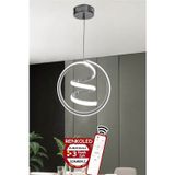 Kumandalı 3 Renk Işıklı Modern Sarkıt Led Avize Krom Kasa Antre, Hol, Oda Helezon