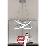 Kumandalı 3 Renk Işıklı Modern Sarkıt Led Avize Krom Kasa Salon,oda ,mutfak ,hol
