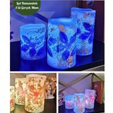 Kumandalı 9 Renk Yanabilme ve Animasyonlu Yılbaşı Noel Temalı 3 lü Set Led Gerçek Mum Büyük Boy Led