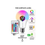Kumandalı 9W Rgb Led Ampul, E27 Duylu, Renkli Işık Ve Uzaktan Kontrol