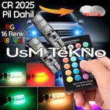 Kumandalı Çakarlı T10 Araç Park Ampulü 2 Adet 18 Led Rgb Led