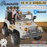Kumandalı Çift Kişilik Mega Akülü Araba Gri - 12 Volt İki Kişilik Akülü Araba Akülü Jeep - Mega Off Road Turbo Jeep