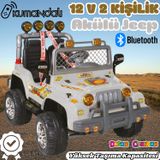 Kumandalı Çift Kişilik Mega Akülü Araba Gri - 12 Volt İki Kişilik Akülü Araba Akülü JEEP - Mega Off
