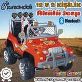 Kumandalı Çift Kişilik Mega Akülü Araba Kırmızı - 12 Volt İki Kişilik Akülü Araba Akülü Jeep - Mega Off Road Turbo Jeep