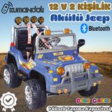 Kumandalı Çift Kişilik Mega Akülü Araba Mavi - 12 Volt İki Kişilik Akülü Araba Akülü Jeep - Mega Off Road Turbo Jeep