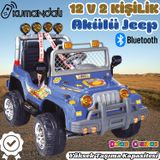 Kumandalı Çift Kişilik Mega Akülü Araba Mavi - 12 Volt İki Kişilik Akülü Araba Akülü JEEP - Mega Off