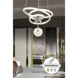 Kumandalı Krom Sarkıt Avize, 3 Renk Işık, Dimmer, Modern Tasarım - Altın - Gümüş - Bakır - Seçenek 1