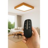 Kumandalı LED Tavan Aydınlatma Kare Panel Avize 30*30CM 6500K Beyaz Işık - Ahşap