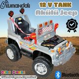 Kumandalı Mega Akülü Araba Gri - Kumandalı 12 Volt Tek Kişilik Akülü Araba Akülü Jeep - Mega Off Road Turbo Jeep