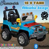 Kumandalı Mega Akülü Araba Mavi - Kumandalı 12 Volt Tek Kişilik Akülü Araba Akülü Jeep - Mega Off Road Turbo Jeep