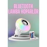 Kumandalı Rgb LED Işık Bluetooth Hoparlör Ses Lambası Renkli Ampul - PINVOX4330-8139 - Çok Renkli