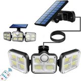 Kumandalı Solar Güneş Enerjili 122 Ledli Hareket Sensörlü Bahçe Aydınlatma Sokak Lambası - Gri