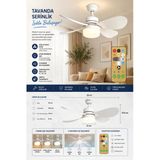 Kumandalı Tavan Vantilatörü 40W E27 Duylu Led Işıklı Sessiz Tavan Fanı 3 Kademeli Ayarlanabilir Hız