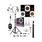 Kumandalı Youtuber Tiktok Çekim Işıklı Telefon Tutucu Makyaj Işığı Ring Light 10 Inç + 2.1 M Tripod