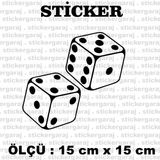 Kumarbaz Zar Sansli 2 Adet Sticker - Araba Motosiklet Kask Buzdolabi Cam Otomobil Atv Laptop Tablet Duvar Stickeri
