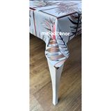 Kumaş astarlı leke tutmaz üç boyutlu 3d simli parlak yanardönerli gümüş bordo kırmızı yaprak çerçeve desen lüks pvc muşamba masa örtüsü gri 140 x 180