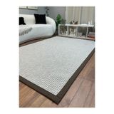 Kumaş Bordür Bej Bukle Siyah Bordür Halı Salon Koridor Mutfak Halısı Kilim S263 Bej-Kahve