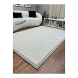 Kumaş Bordür Bej Bukle Siyah Bordür Halı Salon Koridor Mutfak Halısı Kilim S263 Beyaz-Bej