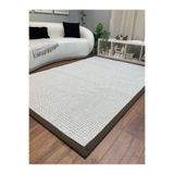Kumaş Bordür Gri Bukle Antrasit Bordür Halı Salon Koridor Mutfak Çocuk Odası Halısı Kilim S267 Beyaz-Kahve
