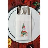 Kumaş Dokulu Noel Baba - Santa Desenli Yılbaşı - Yeni Yıl Sunum Peçetesi