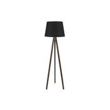 Kumaş Lambader 3 Ayaklı Ahşap Abajur Tripod Ayak Konik Başlık Siyah Kahverengi L349