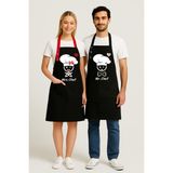 Kumaş Mutfak Önlüğü Seti 2'li Leke Tutmaz Su Itici %65 Pamuk %35 Polyester Kadın - Erkek Chef Şef Önlük - 60 x 75 cm - Siyah