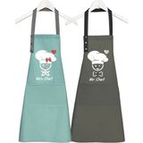 Kumaş Mutfak Önlüğü Seti 2'li Leke Tutmaz Su Itici %65 Pamuk %35 Polyester Kadın - Erkek Chef Şef Önlük - 60 x 75 cm - Su Yeşili