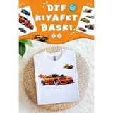 Kumaşa Baskı Yapılabilen Özel Tasarım Ütü ile Yapışan Tekstil Dtf Baskı Görseli Arabalar Temalı - Çok Renkli - 40x13mm - Kumaş Etiketi