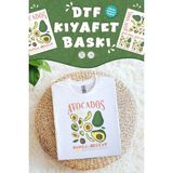 Kumaşa Baskı Yapılabilen Özel Tasarım Ütü ile Yapışan Tekstil Dtf Baskı Görseli Avakado Temalı - Çok Renkli - 40x13mm - Kumaş Etiketi