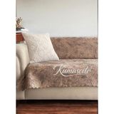 Kumaşçıtr Koltuk Çekyat Örtüsü – Kaymaz Tabanlı Süngerli Kadife Kumaş Cappuccino Damar Desenli - 170 x 210 cm