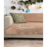 Kumaşçıtr Koltuk Çekyat Örtüsü – Kaymaz Tabanlı Süngerli Kadife Kumaş Cappuccino Rengi Gofraj Baskı 170-205 cm - 170 x 210 cm
