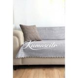 Kumaşçıtr Koltuk Çekyat Örtüsü – Kaymaz Tabanlı Süngerli Kadife Kumaş Gri Gofraj Baskı 170-205 - 170 x 210 cm