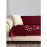 Kumaşçıtr Koltuk Kaymaz Tabanlı Lüks Kadife Koltuk Kanepe Çekyat Örtüsü - Konforlu Bordo Damar Desenli - 170 x 210 cm