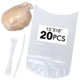 Kümes Hayvanları Shrink Çantalar, tavuk çantası, 20 Paket 13x18 inç Şeffaf Kümes Hayvanları Isı Shrink Wrap Dondurucu 20 Zip Bağları, Tavuklar için Silikon Hasır, Tavşanlar