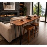 KUMİ %100 Masif Ahşap Bar Masası | Mutfak Adası, Kahve Köşesi, Yemek Masası, Oturma Odası Bistro Alanı - 180x40cm