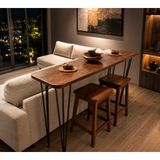 KUMİ %100 Masif Ahşap Bar Masası | Mutfak Adası, Kahve Köşesi, Yemek Masası, Oturma Odası Bistro Alanı - 200x40cm