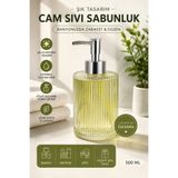 kumkumticaret Cam Sıvı Sabunluk Krom Pompalı Çizgili Şeffaf Cam Sabun Dispenseri Banyo Mutfak