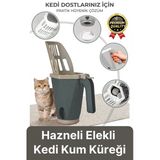 #KumKüreği Pratik Hızlı Hijyenik Ergonomik Tutma Saplı Torbalı Hazneli Elekli Kedi Kumu Küreği