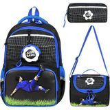 KumOziShop Futbol Baskılı Ortopedik Su Geçirmez Ultra Lüx Cüzdanlı Okul Çantası Termal Beslenme ve Kalemlik - Çok Renkli 2
