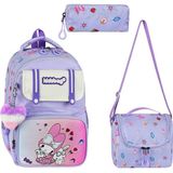 KumOziShop My Melody Baskılı Ortopedik Su Geçirmez Okul Çantası Kız Çocuk İçin Mor Renkli Set