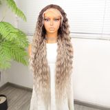 Kumral Beyaz Platin Ombre Ve Röfleli Fiber Sentetik Tül Peruk