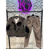 Kumrunun Dünyası Erkek Çocuk Denim Ceket Tişört Pantolon Alt Üst Takım Bayramlık 3'lü - Siyah - Gri - 7 Yaş