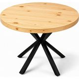 Kumsal Concept Masif Ahşap Ahtapot Metal Ayaklı Yemek Masası - Modern Japandi & Iskandinav Tasarım - Naturel Ahşap - 70*70 Yuvarlak