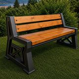 Kumsal Concept Masif Ahşap Bahçe Bankı 180 cm - Çelik Profilli Premium Dış Mekan Park Bankı 3 Kişilik